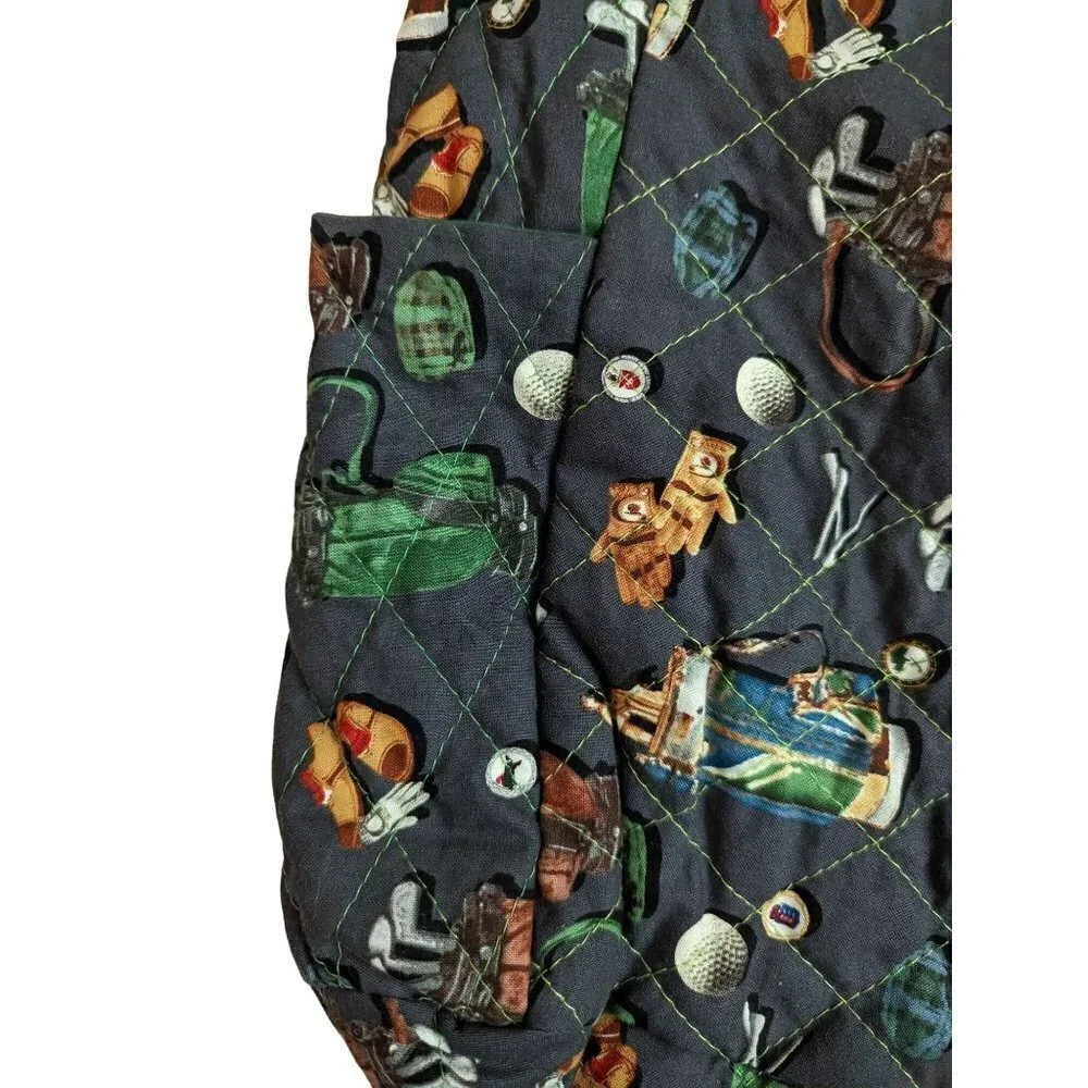 Handmade Quilted Golf Print Messenger Bag Navy Green Novelty Shoulder Bag